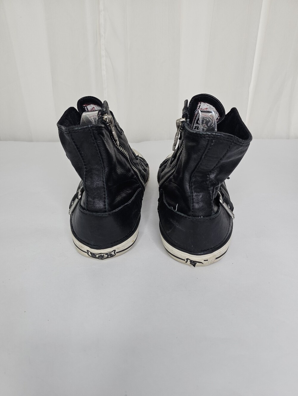 ASH Virgin Black Leather Buckle High Top Sneakers Size 41 - Picture 8 of 11